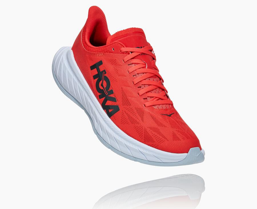 Hoka Carbon X 2 - Men's Running Shoes - Red/White - UK 972YZENTG